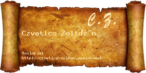 Czvetics Zoltán névjegykártya